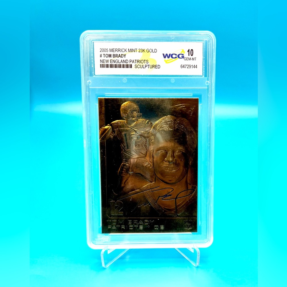 2005 Merrick Mint 23k Gold🔥Tom Brady🔥Sculptured Black Signature! 😮 GEM-MT 10